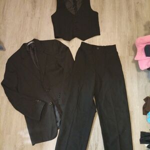 Black Three-Piece Suit Set